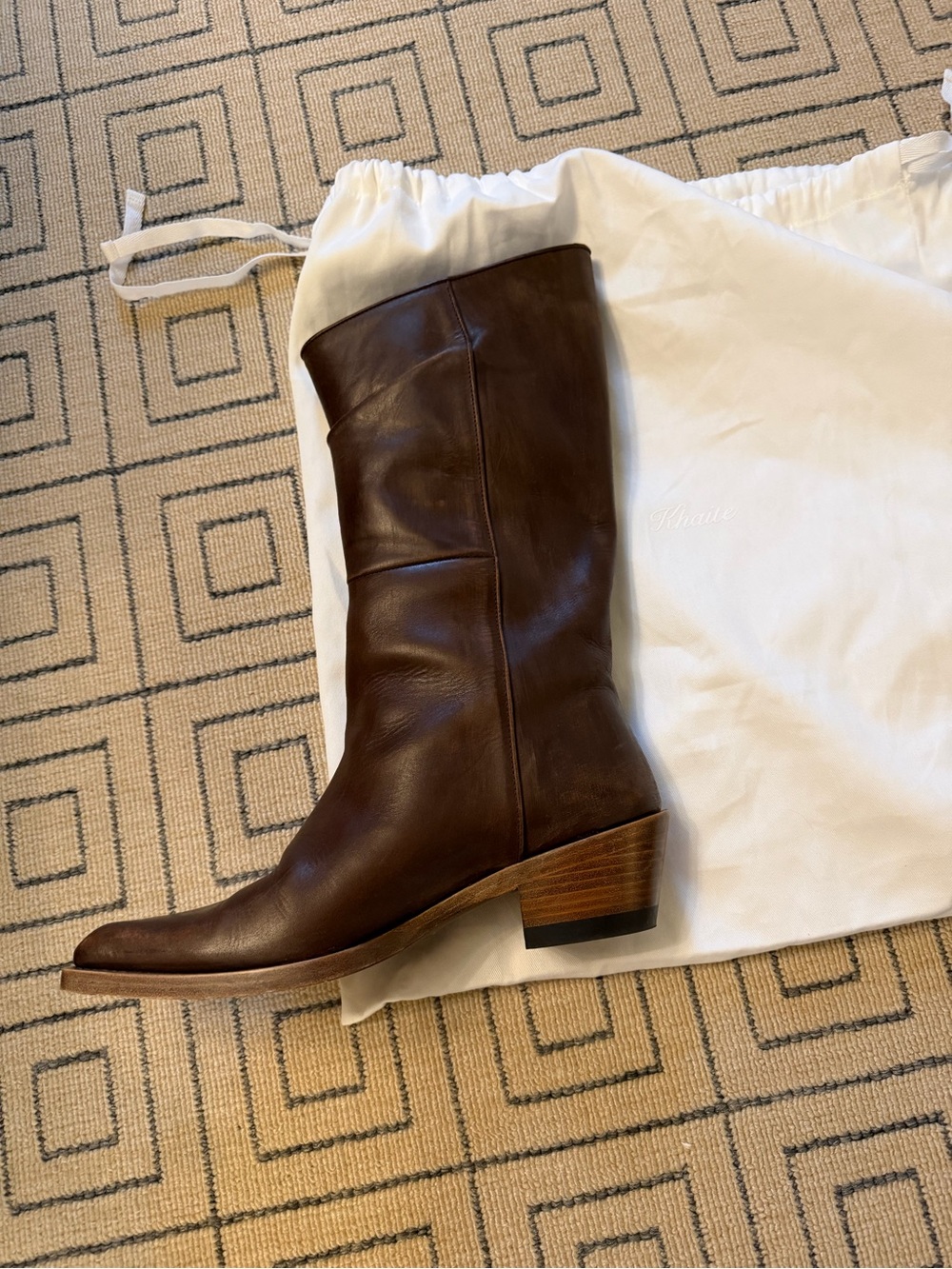 KHAITE Clive cowboy Boot in Dark Brown Leather